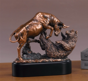 Bull Bear Bronze Sculpted Statue (Bullmarketgifts.com)